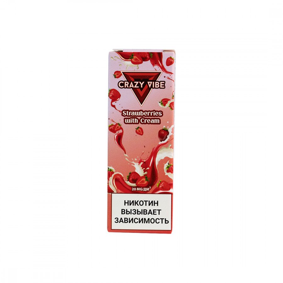 Фото и внешний вид — Жидкость CRAZY VIBE SALT - Strawberry with Cream (Клубника со Сливками) 30мл 20мг