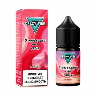 Жидкость CRAZY VIBE SALT - Strawberry with Cream (Клубника со Сливками) 30мл 20мг